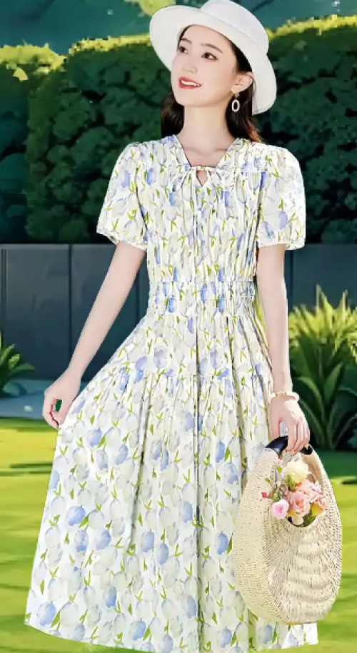 Stylish patterned woven dress for outdoor events